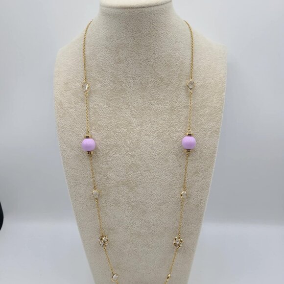 J Crew Lavender Bead with Clear Crystal Stations Long Necklace NWOT! - Picture 12 of 12